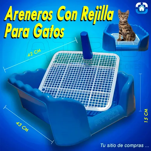 Arenero Cuadrado Para Gatos Grandes Con Rejilla