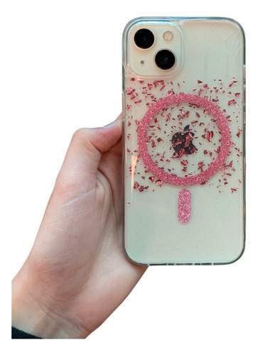 Funda Magsafe Glitter Rosa Para Iphone 11-16 Pro/promax Glitter Rosa Iphone 16 Pro Max