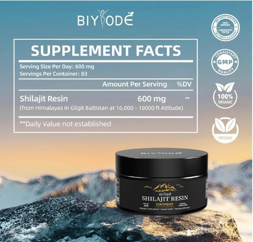 Shilajit Resina Himalaya Biyode 50g Puro Importada Sin Sabor