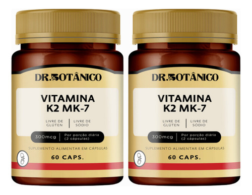 Kit 2 Un - Vitamina K2 Mk-7 150mcg 60 Softgel Dr. Botanico