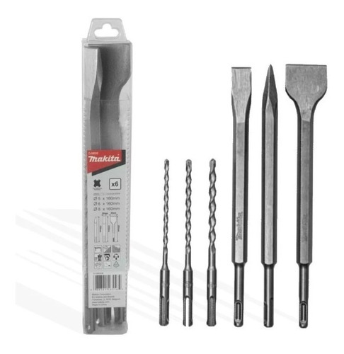 Juego Mechas Cincel Punta Pala Makita Sds Plus 6 Pzas 58920