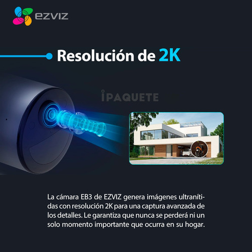 Kit 3 Cámaras Seguridad Ezviz Exterior Wifi Batería 2k+128gb