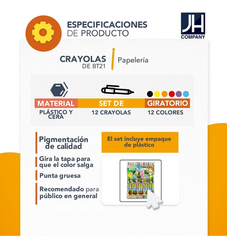 Imagen 9 de 10 de Set 12 Crayolas Giratorias Kawaii Colores Bts Bt21 C173-485