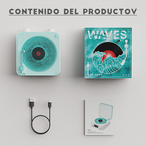 Tocadiscos De Vinilo Retro Con Bluetooth The Waves