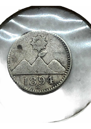 Moneda De Plata 1/4 De Real Año 1894 Guatemala (Usado)