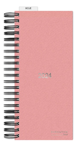 Agenda Comercial Rosa Para Marcar Horários 119x275mm Spiral Ano 2024 Cor da capa Rosa-claro executiva