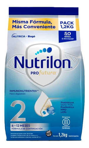 Leche Nutrilon Profutura 2 En Polvo 6 Pouch De 1.2 Kg C/u 