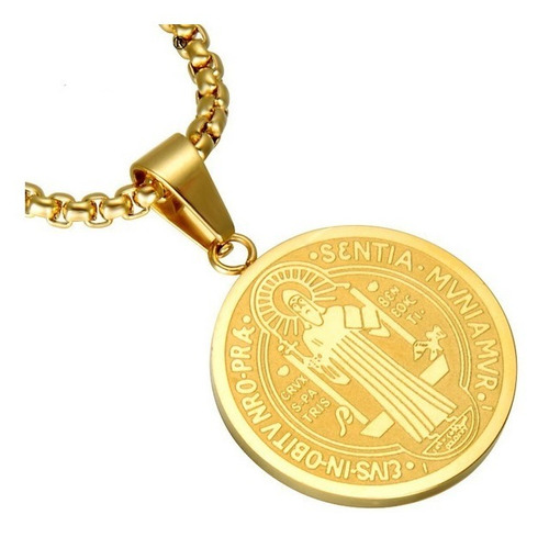 Collar Medalla Colgante De San Benedicto De Acero Inoxidable