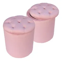 Comprar Puff Redondo Espacio De Guardado Con Capitone- Mod. Tento 01