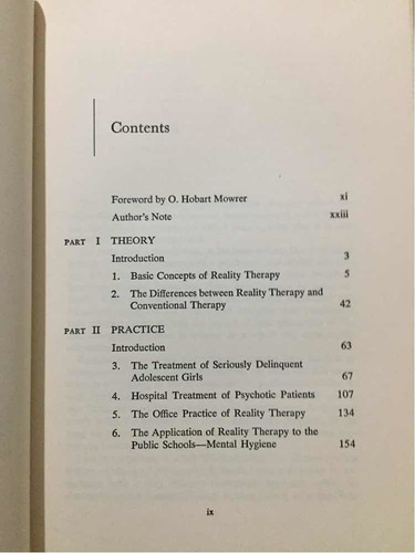 Reality Therapy A New Approach To Psychiatry. 1ra Ed 1965 (Usado)