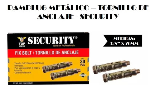 Ramplug Metálico 3/8pul Tornillo De Anclaje - Security