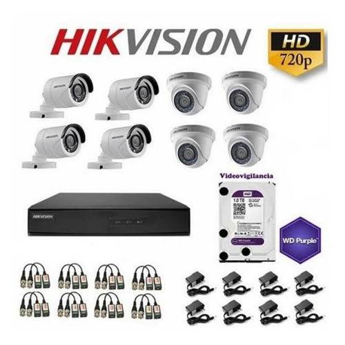 Kit De Video Vigilancia 8 Camaras Hd Hikvision 