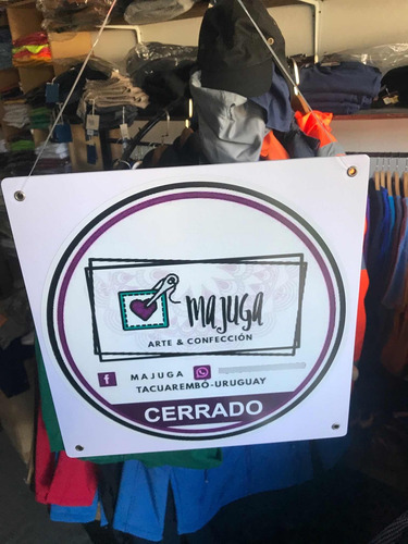 Cartel Pvc Abierto / Cerrado Con Logo Ideal Comercio Negocio
