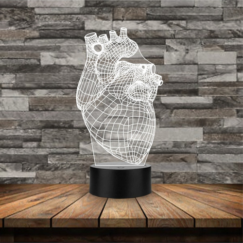 Imagen 2 de 8 de Lámpara Decorativa Led 3d Corazón Anatómico Regalo Art1134