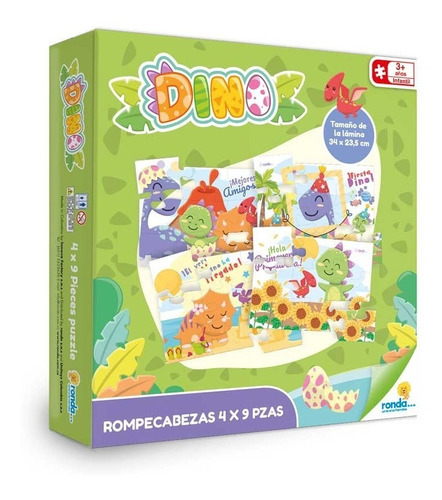 Rompecabezas 4 X 9 Pzas Dino