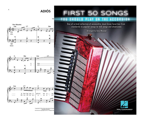 Partitura Acordeón First 50 Song Para Accordion Digital 