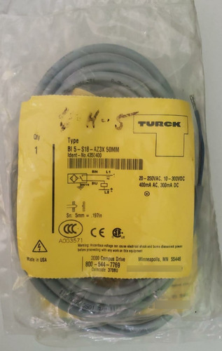 Turck Sensor Inductivo Bi5-g18-az3x-b3331