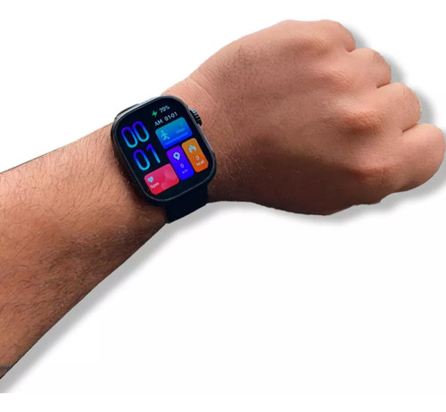 Senbono Smartwatch Tela Hd Lanterna Android Ios Caixa Preto Pulseira Preto Bisel Prerto Desenho Da Pulseira Sport