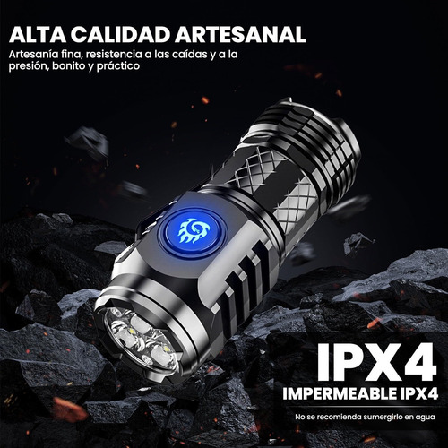 2 Pcs Súper Brillante Mini Linterna Recargable Portátil Led