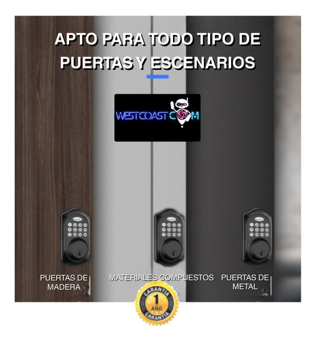 Cerradura Inteligente Digital Bluetooth Codigo Puerta Tuya Negro