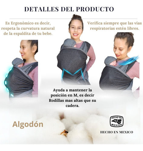 Fular Rebozo Para Bebes Elástico Ergonómico+ Gorrito+ Verde