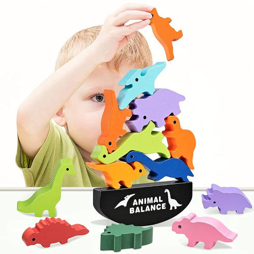 Juego De Equilibrio Para Niños Apilar Dinosaurios Montessori