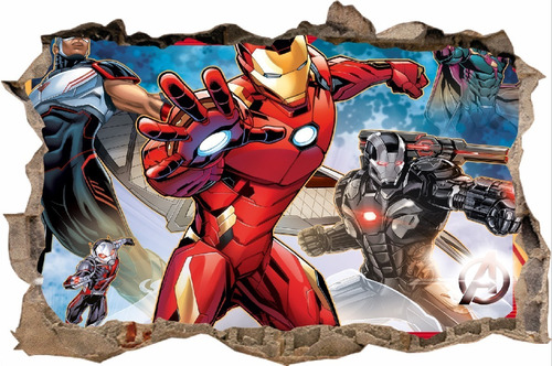 Vinilos Efecto 3d Hueco Pared Avengers Assemble - Cali 
