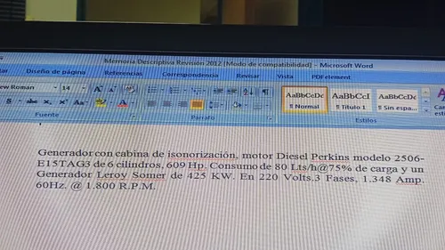 Planta Electrica 450 Kva (Usado)