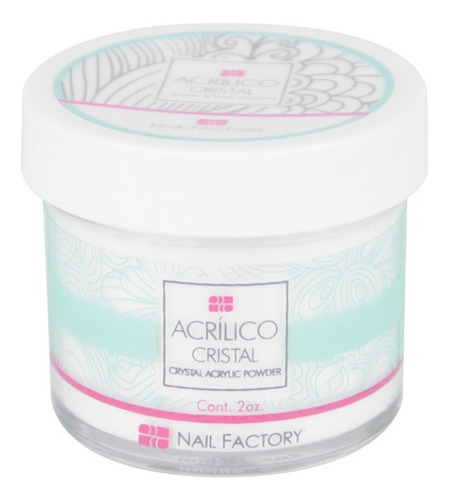 Polvo Acrílico Uñas Cristal 2 Oz / 56 Gr. Nail Factory Color Crystal