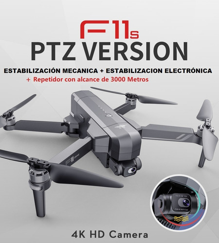 Drone F11s 4k Pro 3km Estabilización Gps 1 Baterías + Maleta Color Negro