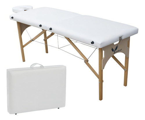 Camilla plegable de madera Ibiza, altura fija, 200 kg, color blanco