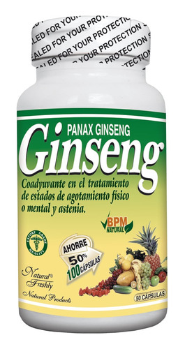 Ginseng Natural Freshly 250mg X 50 Capsulas