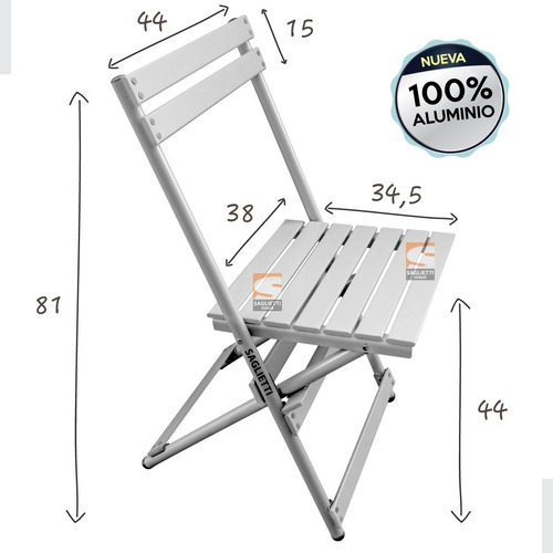 Imagen 5 de 10 de Silla Plegable 100% Aluminio Balcon Camping Calidad Premium