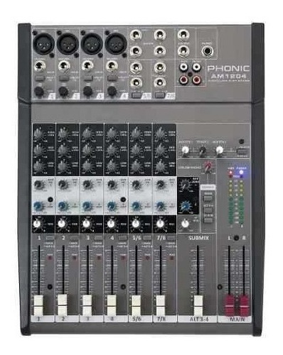 Consola Mixer Phonic Am1204 4 Ch Mono Y 2 Stereo + Phantom