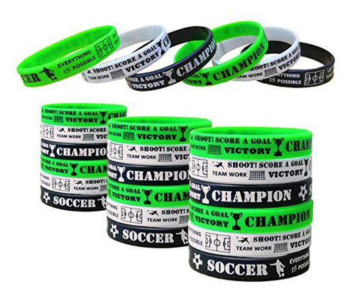 Pulseras Silicona Motivacionales Fútbol 24pçs