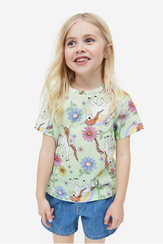 Remera Estampada H&m Kids Unicornio Flores Talle 8/10 Años