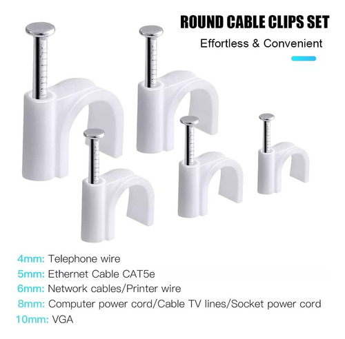 Cable Conector Curvo 1000 Grapa Clavo Coaxial 4/5/6/8/10 Mm