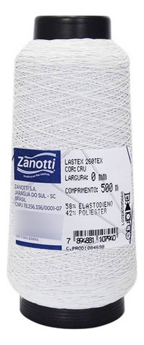 Elástico Lastex Zanotti Rolo Com 500 Metros Cor Branco Confecção