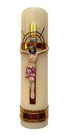 Vela Crucifixion De Jesus Artesanal Hecha A Mano Cirio De Je