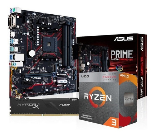 Kit Processador Ryzen 3 3200g Asus Prime B450m-g 8gb Hx Fury