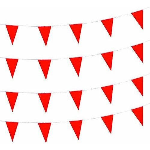 Serpentinas - Autop Solid Red Pennant Banner Flags String T