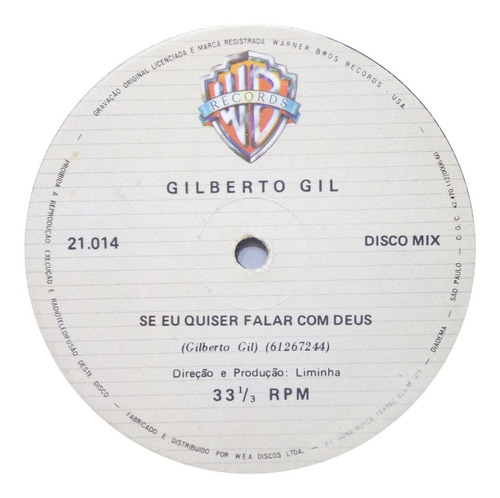 Gilberto Gil Lp Single Se Eu Quiser Falar Com Deus 2438 