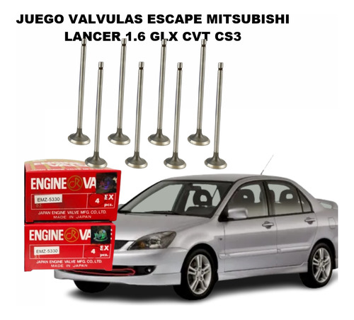 Juego Valvulas Escape Mitsubishi Lancer 1.6 Glx Cvt Cs3