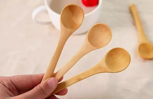 Set 6 Cucharas Bambú Reutilizable Cucharita Pebre Dip Salsas