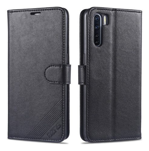 Funda De Piel Con Textura De Piel De Cordero Negra Para Oppo