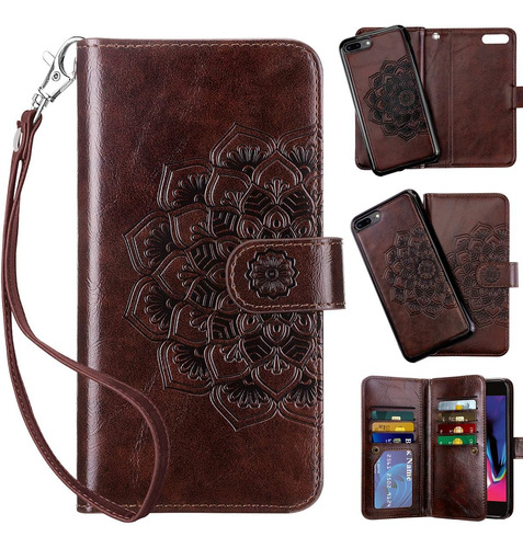 Funda Para iPhone 8 Plus, Marron/rigida/billetera/cuero