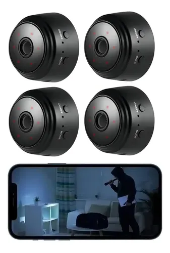 Kit com 4 Câmeras de Vigilância Mini A9 Full HD com Wi-Fi
