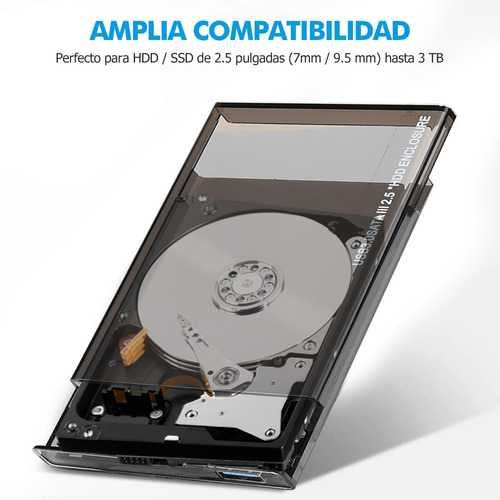 Imagen 2 de 8 de Carcasa Disco Duro 2.5 Pulgadas, Usb 3.0 Hdd Ssd Sata I/ii/i