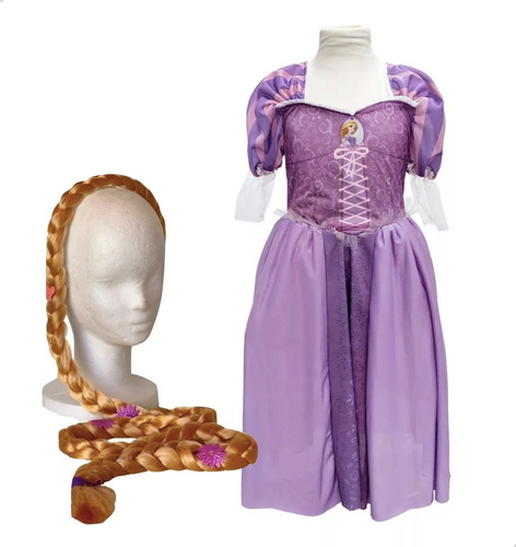 Disfraz Rapunzel Vestido + Vincha Trenza Enrredados 