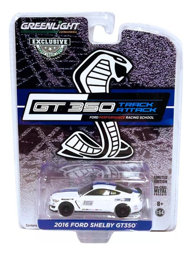 Greenlight 1/64 2016 White/blue Strip Ford Mustang Shelby Gt